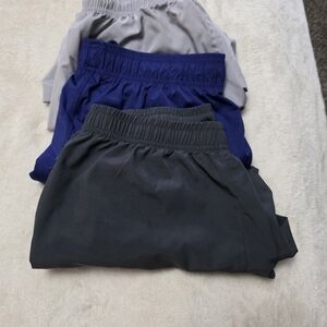 Men's Elastic Waist Shorts - Black, Blue, and Gray